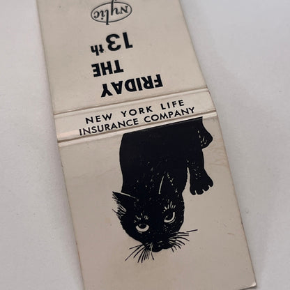 Black Cat Friday the 13th New York Life Ins Co Vintage Matchbook Cover TB8-MB-12