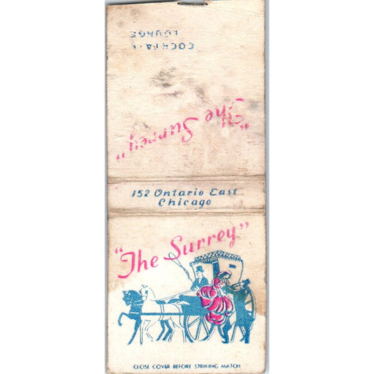 The Surrey Cocktail Lounge Chicago Vintage Matchbook Cover SD4-Y14