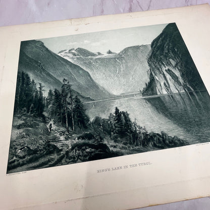 King's Lake in the Tyrol F. Feldhutter Engraving 21x17" Art Print V21