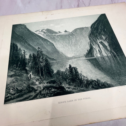 King's Lake in the Tyrol F. Feldhutter Engraving 12x17" Art Print V21