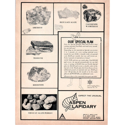 Aspen Lapidary Supply Company Denver Colorado 1971 Magazine Ad D23