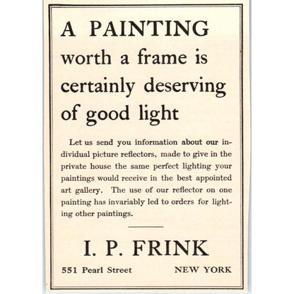I.P. Frink Picture Framing New York 1908 Victorian Ad AB8-MA10