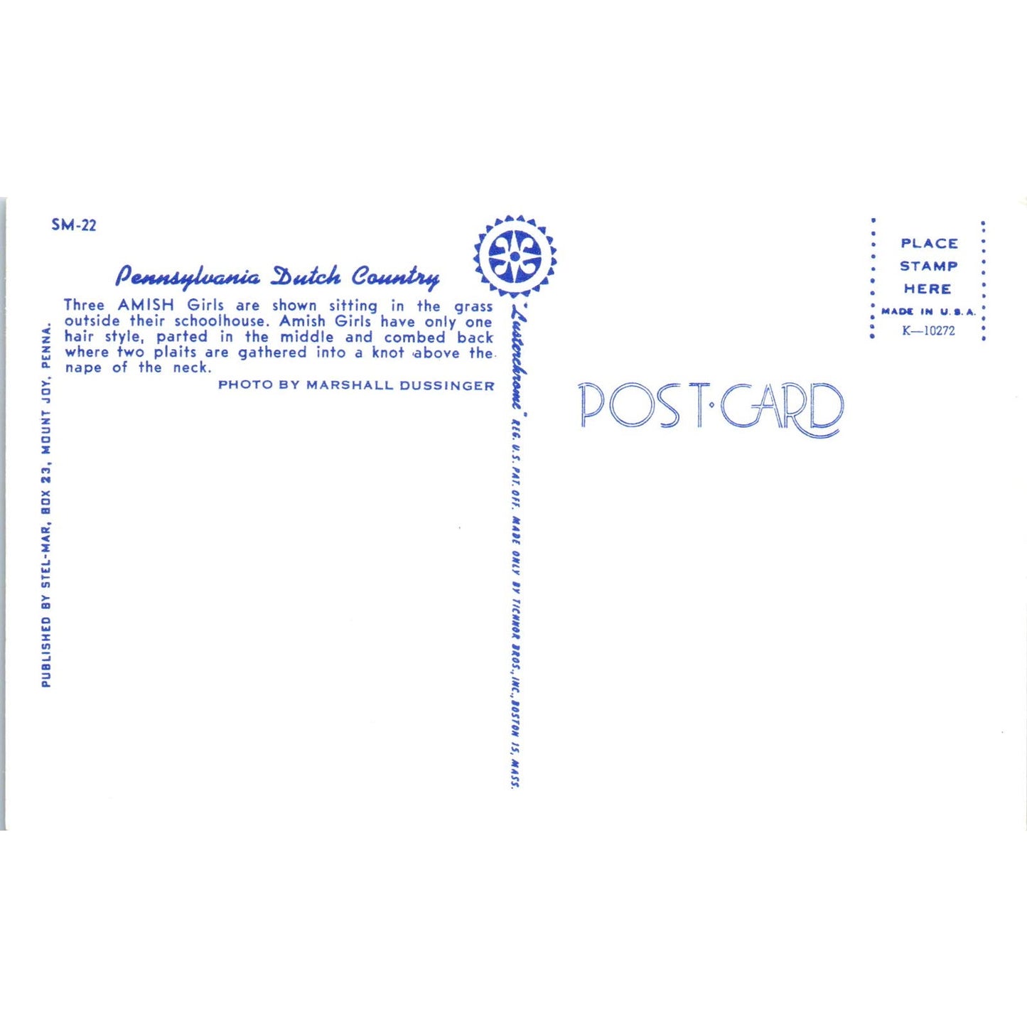 Three Amish Girls at School House Pennsylvania Dutch Country Postcard PD8