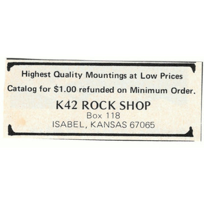 K42 Rock Shop Isabel Kansas 1971 Magazine Ad AD8-O2