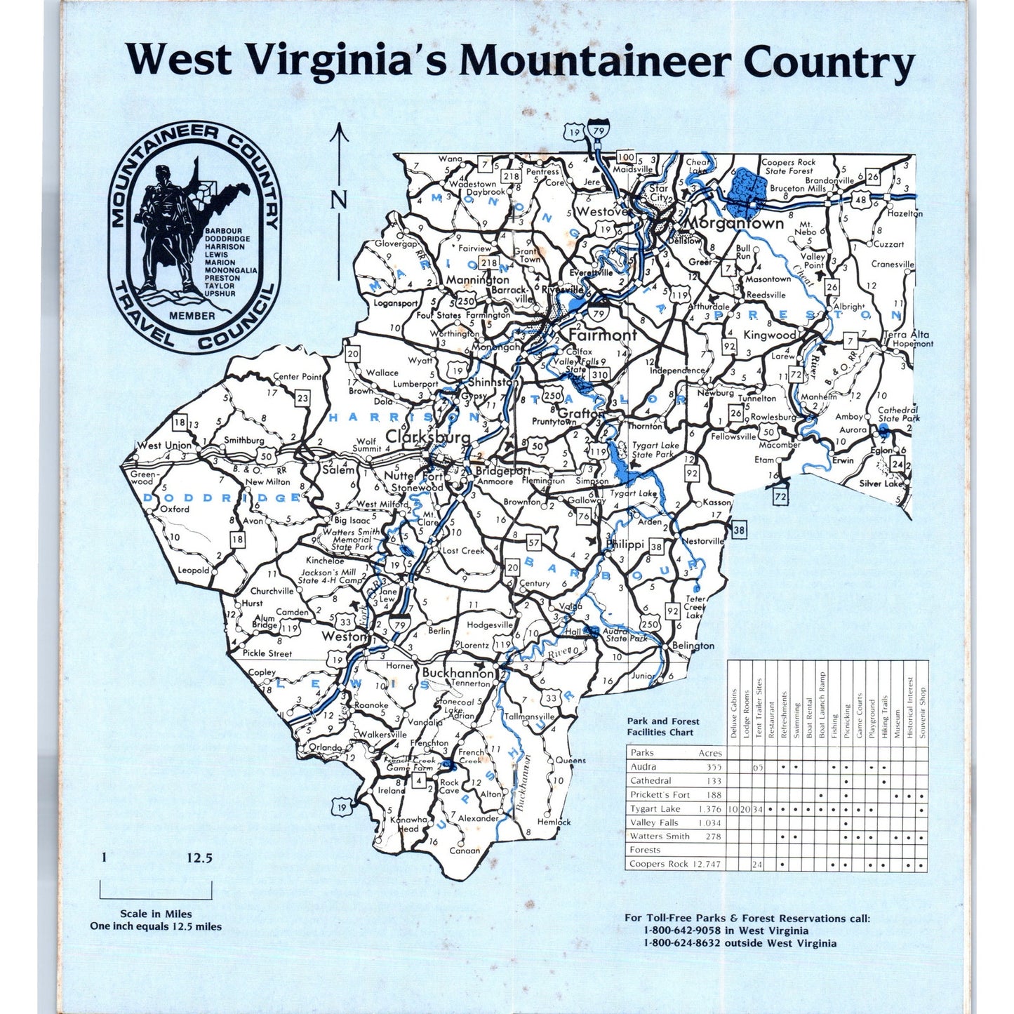 Vintage West Virginia's Mountaineer Country Fold Out Travel Brochure TH2-O2