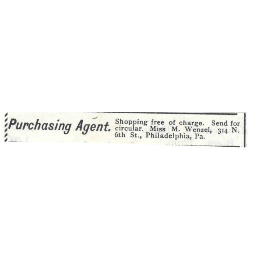 Purchasing Agent Miss M. Wenzel Philadelphia c1890 Victorian Ad AE9-CH4