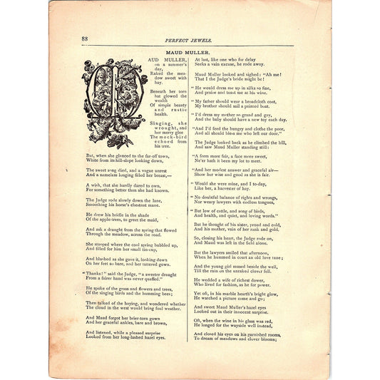 Maud Muller John Greenleaf Whittier 2 Pages 1884 Poem TA5-CJ-4
