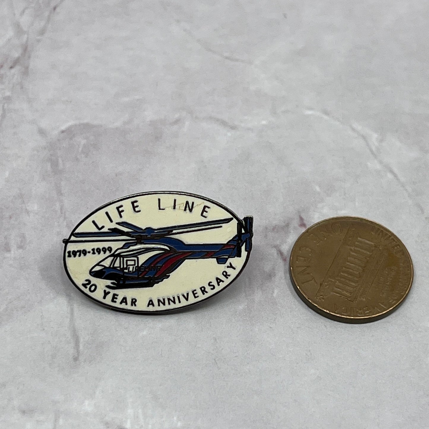 1999 Life Line Helicopter 20 Year Anniversary Pin Pinback Button SB7-SPB