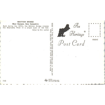 Whittier Bridge West Ossipee NH Vintage Covered Bridge Postcard PC15