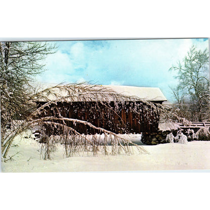 New England Covered Bridge in Winter Covered Bridge Postcard PB12