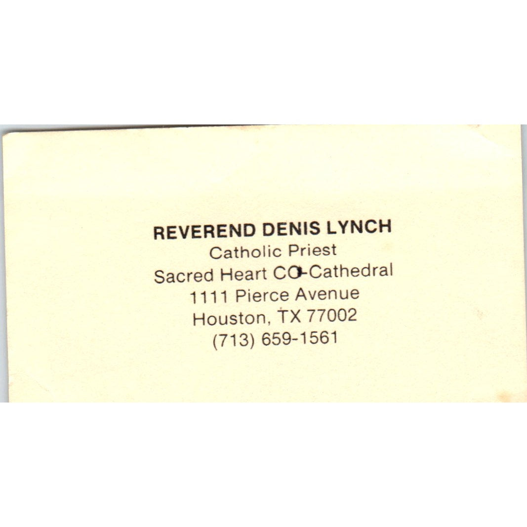 Rev. Denis Lynch Sacred Heart CO-Cathedral Houston Vintage Business Card SD8-B4
