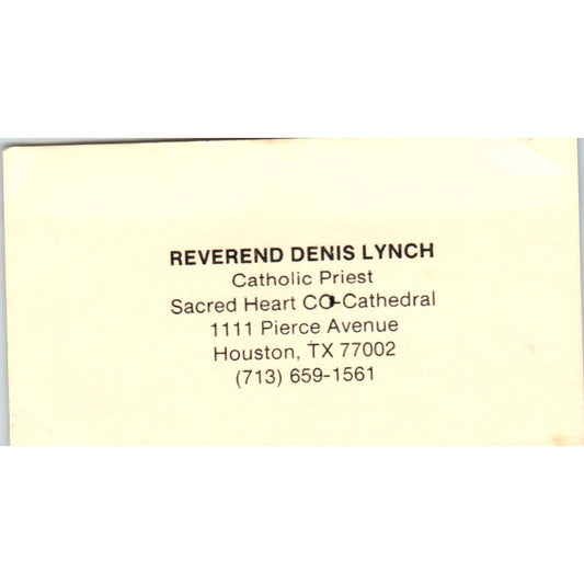 Rev. Denis Lynch Sacred Heart CO-Cathedral Houston Vintage Business Card SD8-B4
