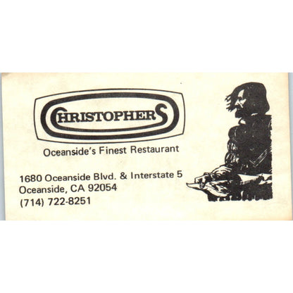 The Paddock Restaurant Encinitas, Christophers Oceanside CA Business Card SD8-B6