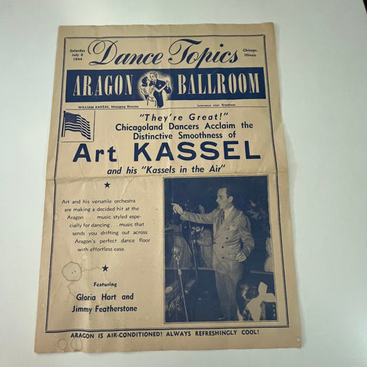 1944 Aragon Ballroom Dance Topics Newsletter Art Kassel Chicago J17