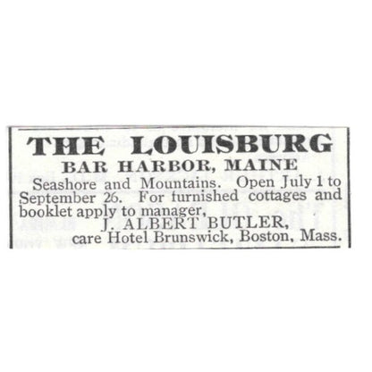 The Louisburg Bar Harbor Maine J. Albert Butler 1903 Magazine Ad AF7-SS3