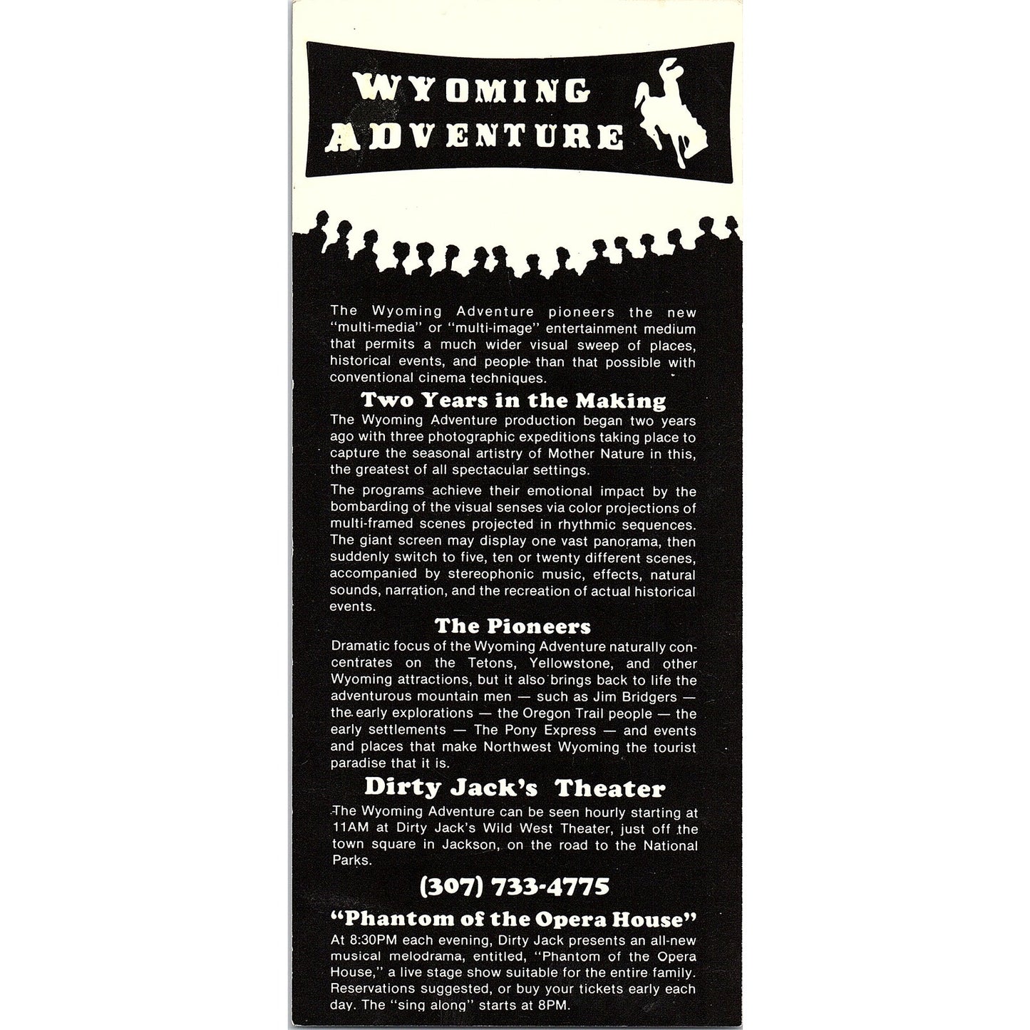 Dirty Jack's Wild West Theater Jackson, WY 1960s Travel Leaflet TH2-TB4