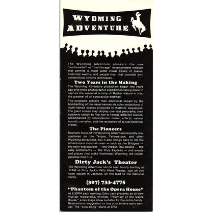 Dirty Jack's Wild West Theater Jackson, WY 1960s Travel Leaflet TH2-TB4