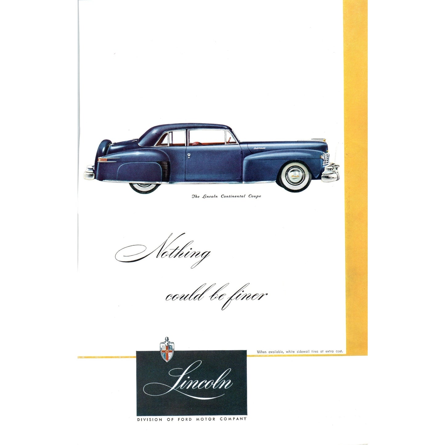 Lincoln Continental Coupe Blue Automobile Car - Vintage Magazine Ad D20