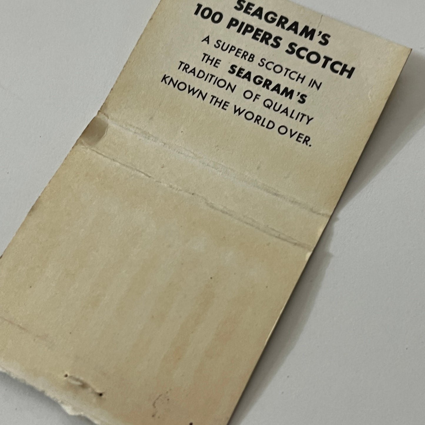 Seagram's 100 Pipers Scotch Vintage Matchbook Cover TB6-MB1-12
