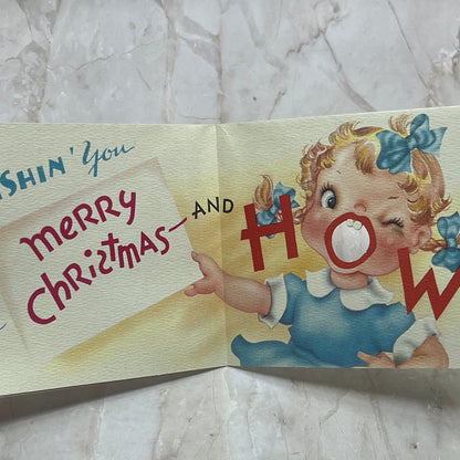 1950s Christmas Greeting Card "Concentratin' on You" AE3