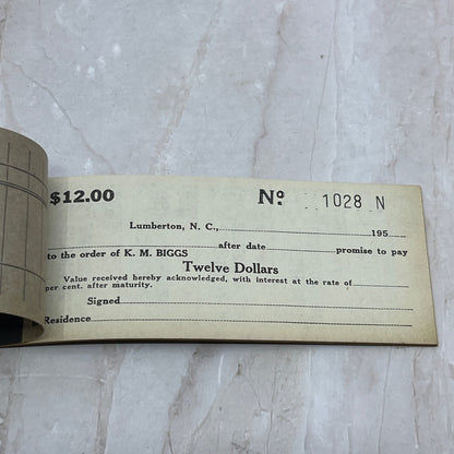 1950s K.M. Biggs Lumberton NC Coupon Booklet P9-2