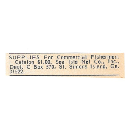 Sea Isle Net Co Fishing Supplies Simons Island GA 1977 Ad AF6-S7