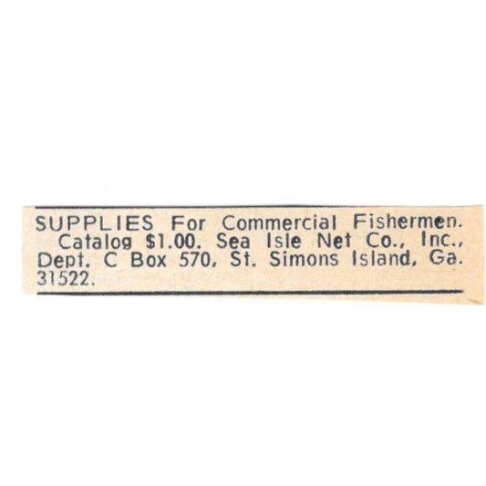 Sea Isle Net Co Fishing Supplies Simons Island GA 1977 Ad AF6-S7