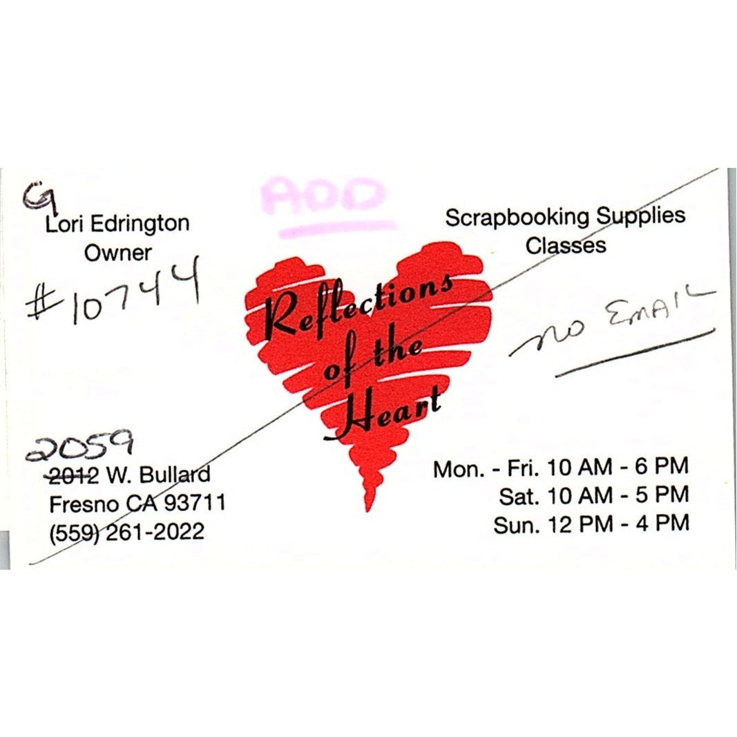 Lori Edrington Reflections of the Heart Fresno CA Vintage Business Card SC9-B11