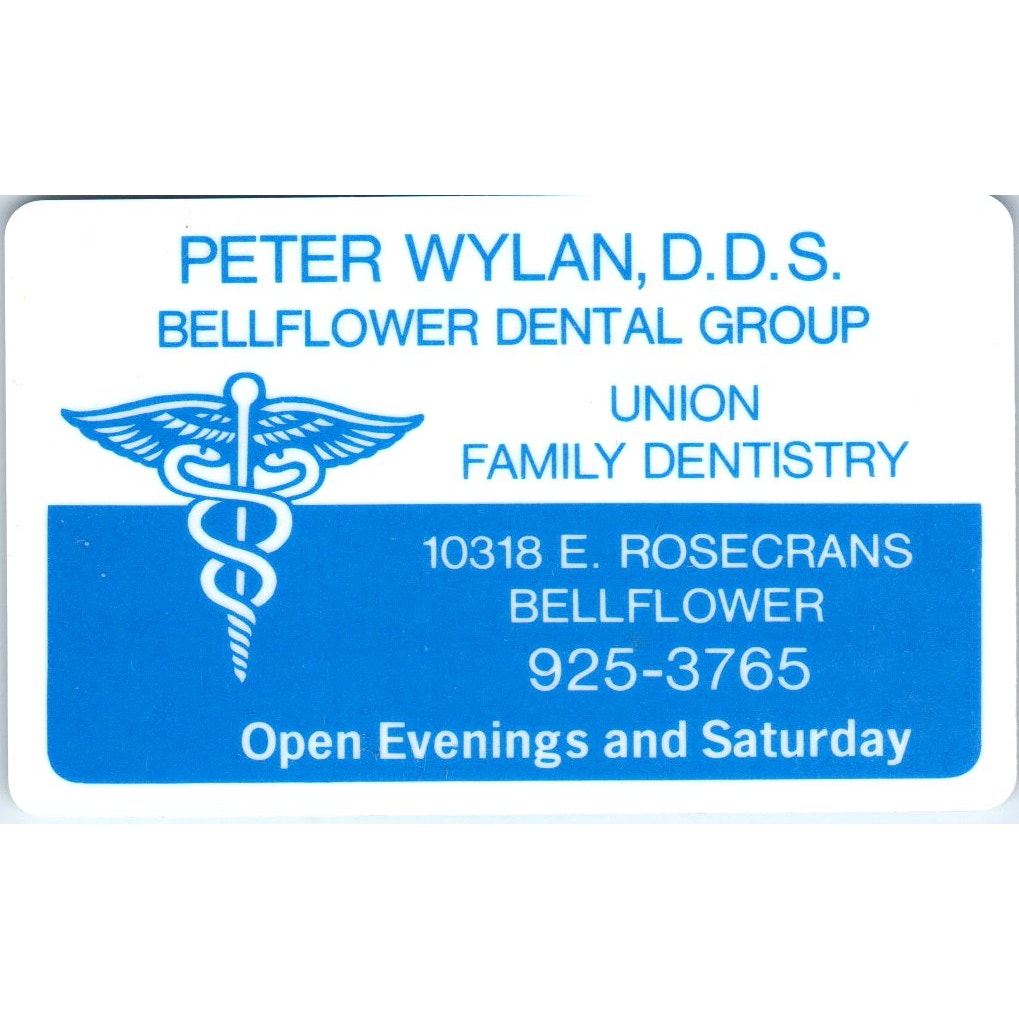 Peter Wylan, DDS Bellflower Dental Group CA Vintage Business Card SD4-B2