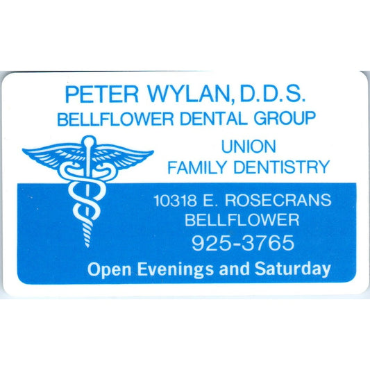 Peter Wylan, DDS Bellflower Dental Group CA Vintage Business Card SD4-B2