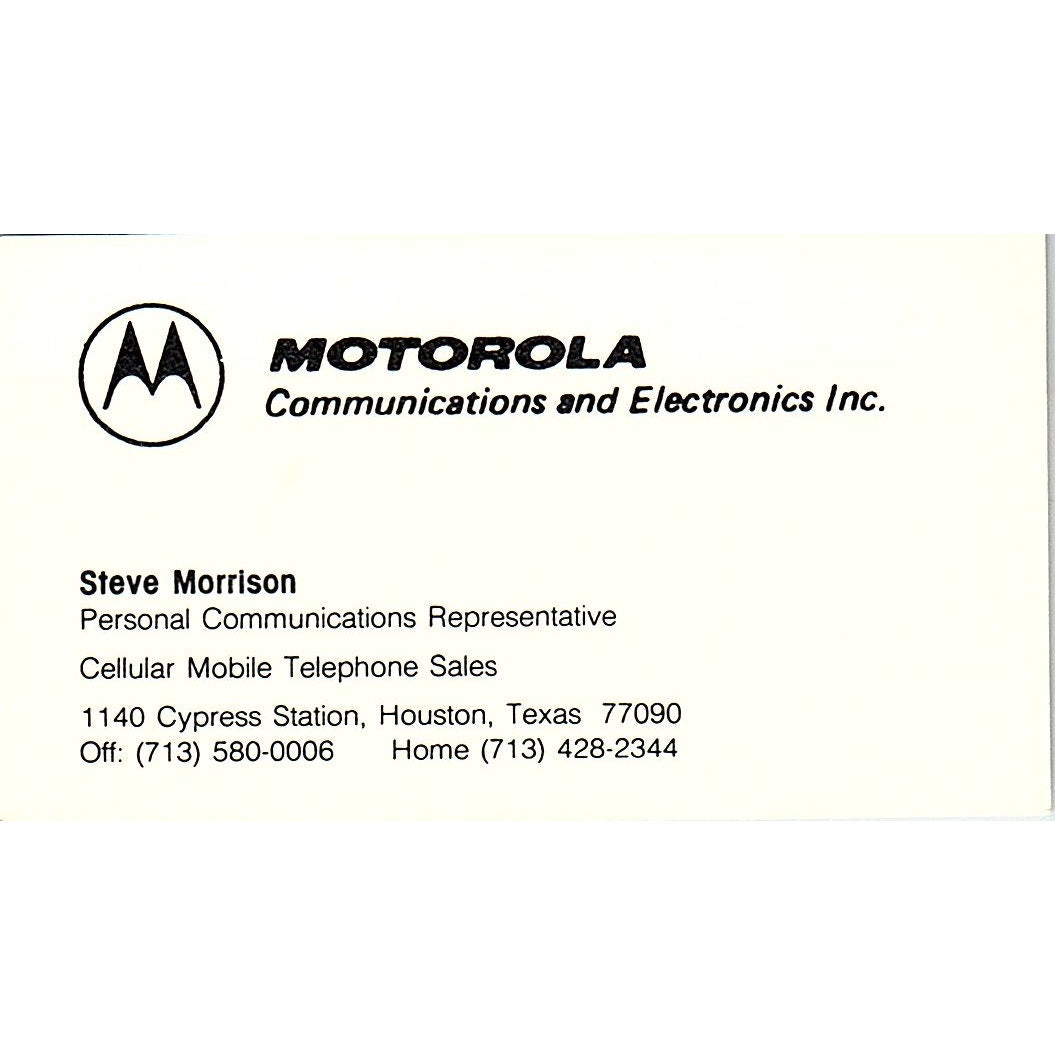 Steve Morrison Motorola Communications Houston TX Vintage Business Card SE3-B16