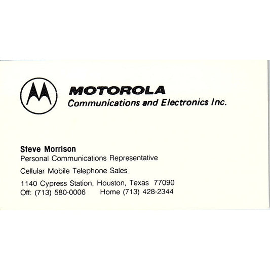 Steve Morrison Motorola Communications Houston TX Vintage Business Card SE3-B16
