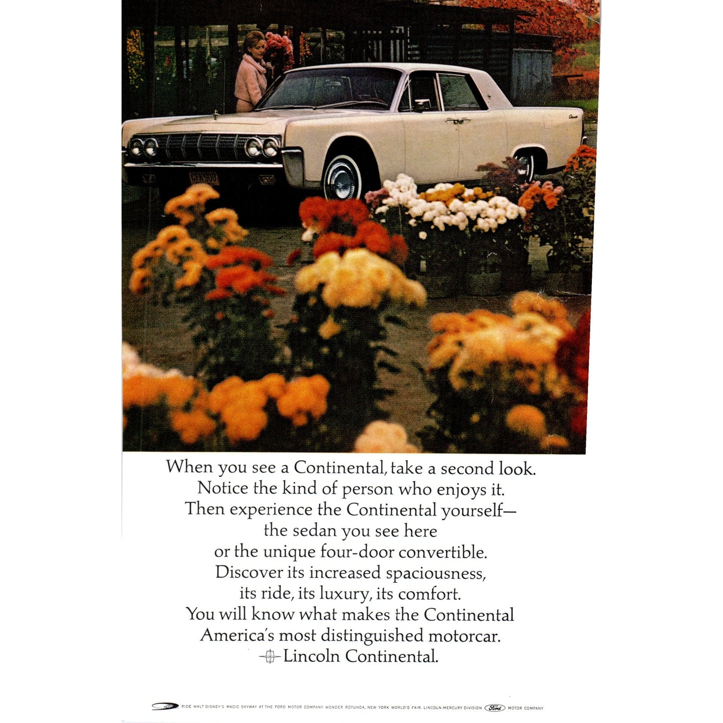 Cream Lincoln Continental Automobile - Vintage Magazine Ad D20