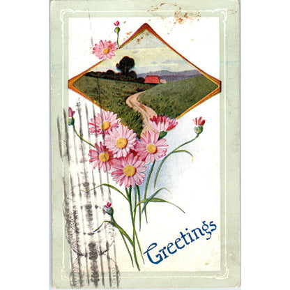 1919 Greetings Elkhart Lake Wisconsin Vintage Postcard PD3