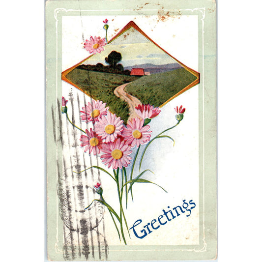 1919 Greetings Elkhart Lake Wisconsin Vintage Postcard PD3