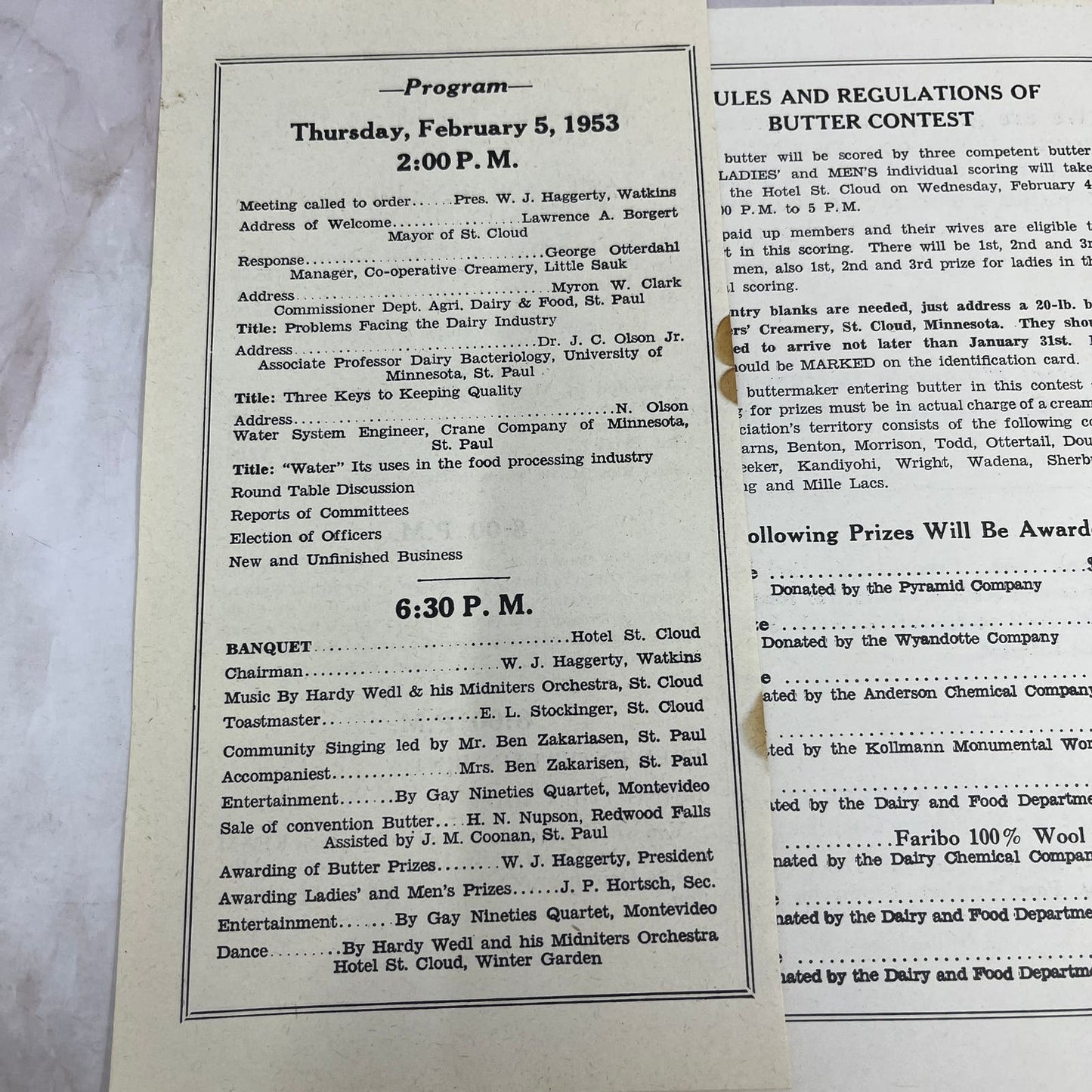 1953 Itinerary & Officers Central Minnesota Dairymen & Creamery Operators AE9DC2