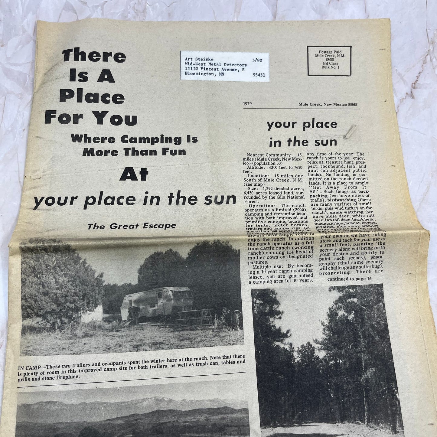 1979 Your Place In The Sun Ranch Newsletter Mule Creek New Mexico M11