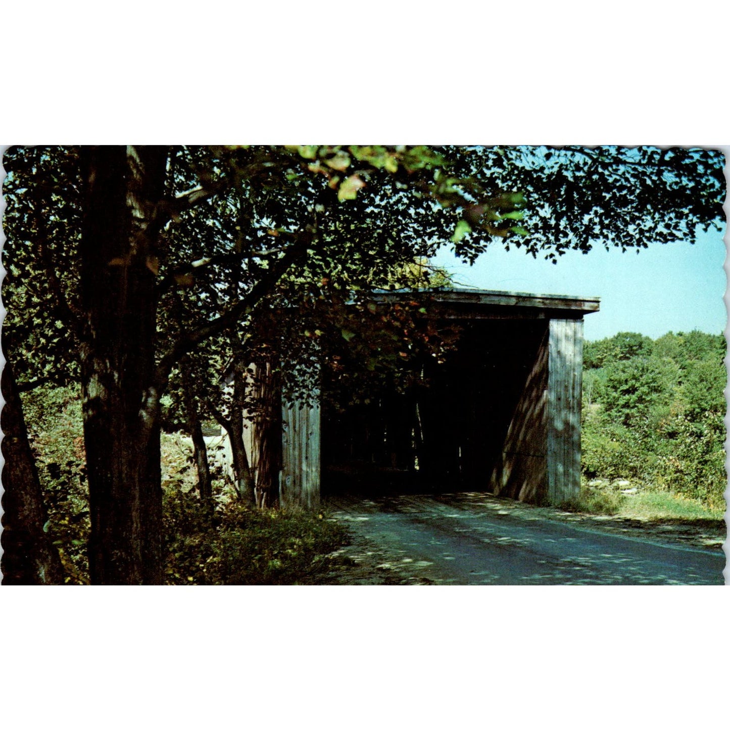 County Farm Bridge Dover NH Vintage Covered Bridge Postcard PC15