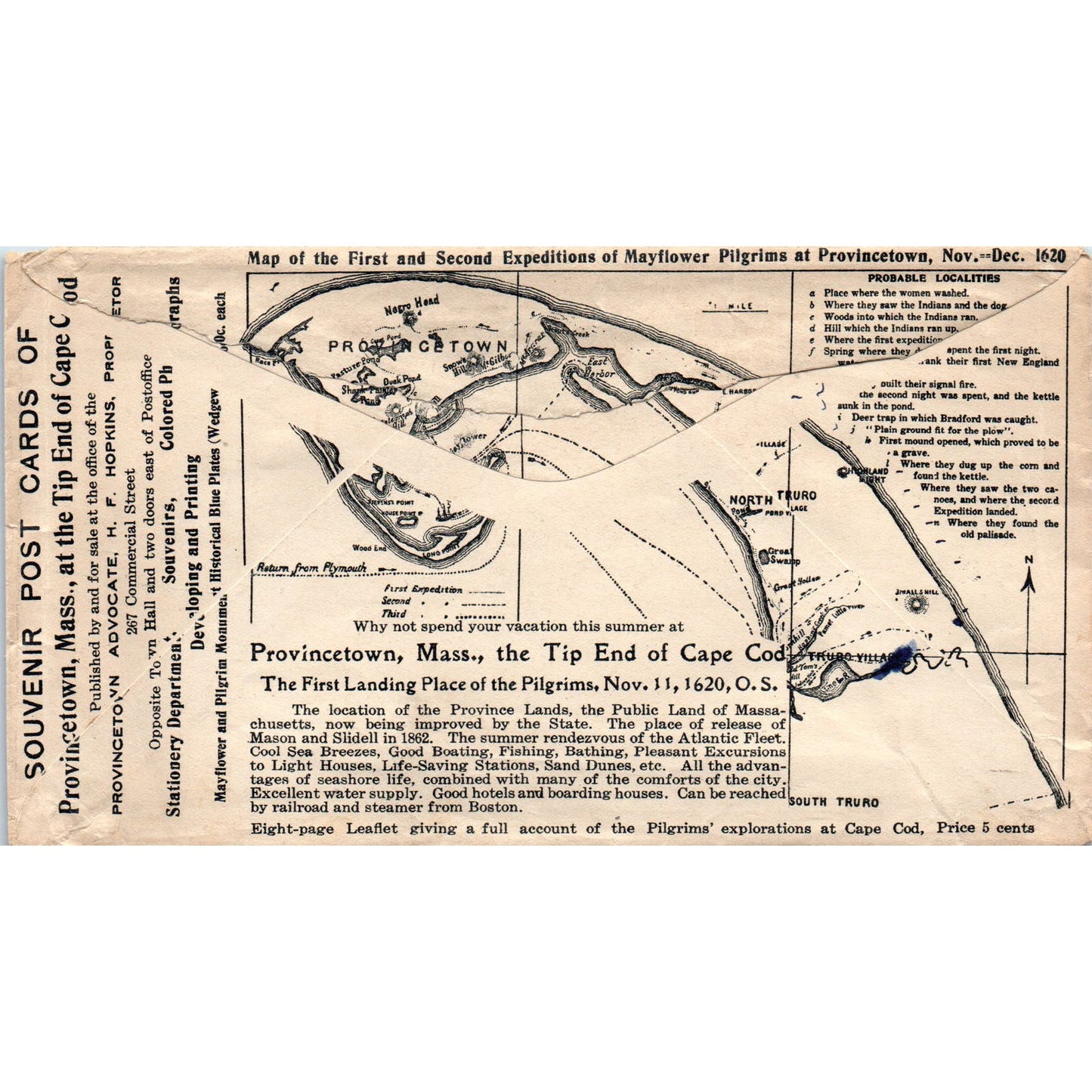 Vintage Engraved Envelope Provincetown Cape Cod MA AE9-X1