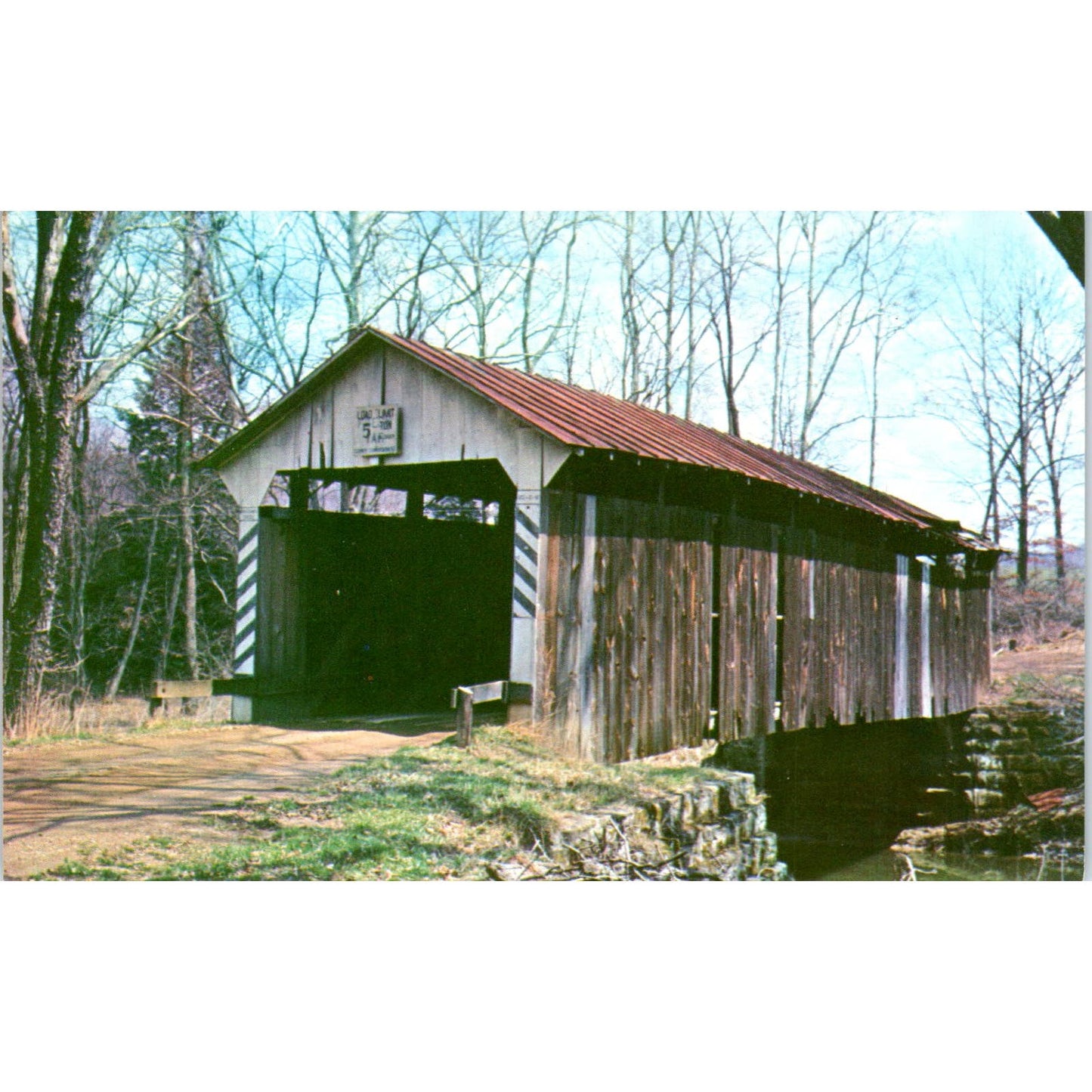 Licking County 7 Johny Little Bridge Fallsburg OH Covered Bridge Postcard PC12