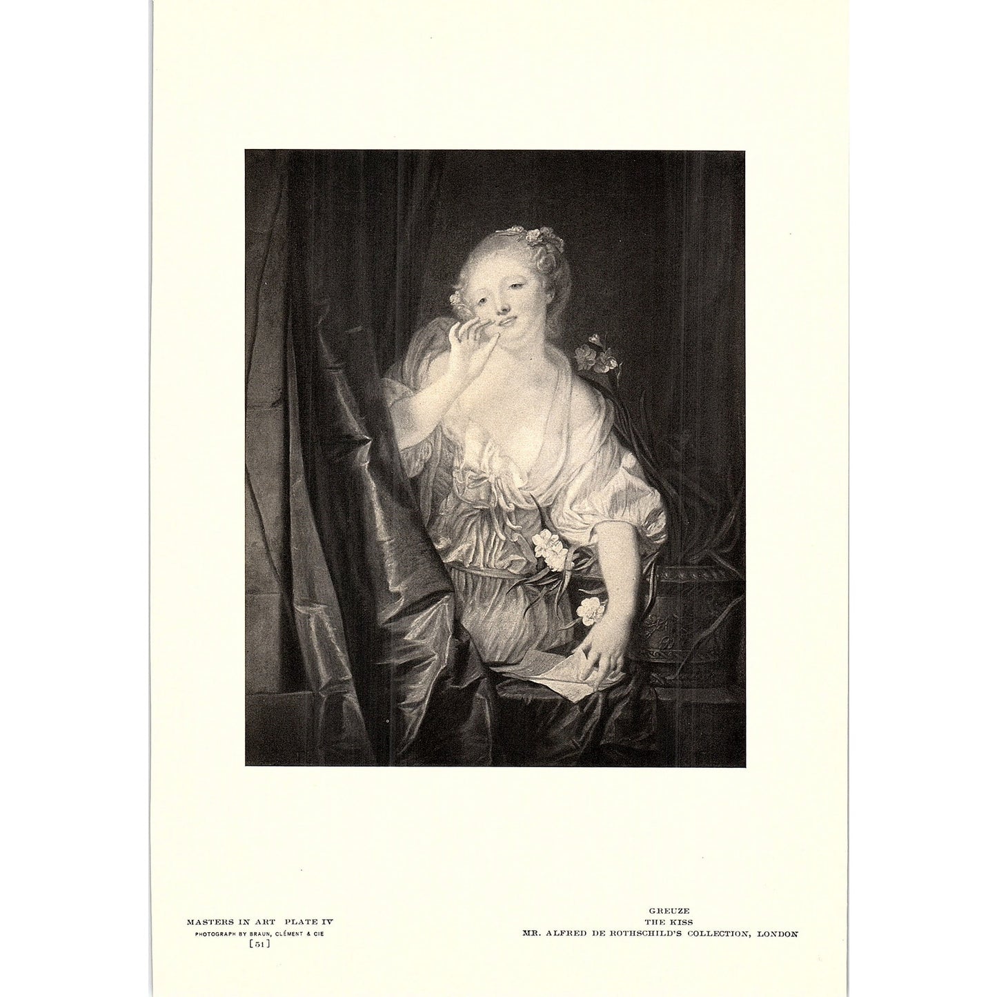 The Kiss - Greuze - 1904 Litho Art Print AF5-6