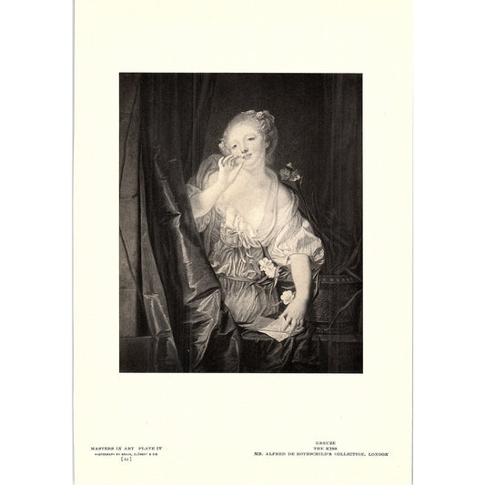 The Kiss - Greuze - 1904 Litho Art Print AF5-6
