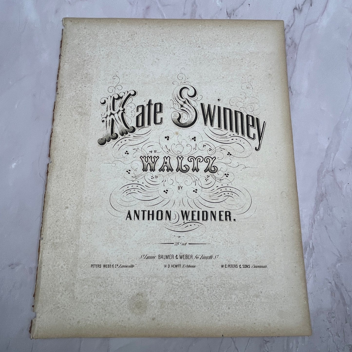 1853 Kate Swinney Waltz Anthon Weidner Sheet Music V16