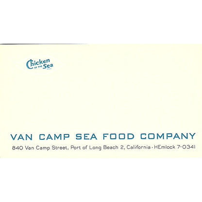 Chicken of the Sea Van Camp Seafood Co Long Beach Vintage Business Card SD9-B11