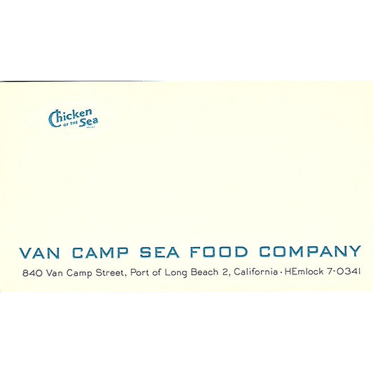 Chicken of the Sea Van Camp Seafood Co Long Beach Vintage Business Card SD9-B11