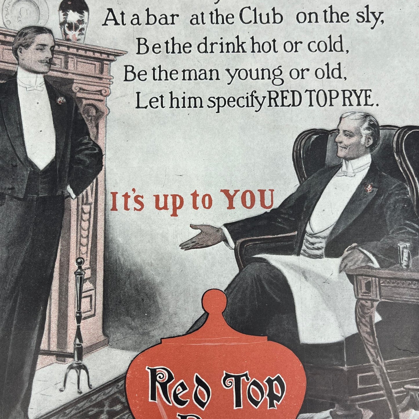 Red Top Rye Whiskey Ferdinand Westheimer & Sons c1910 Magazine Ad FL6-9