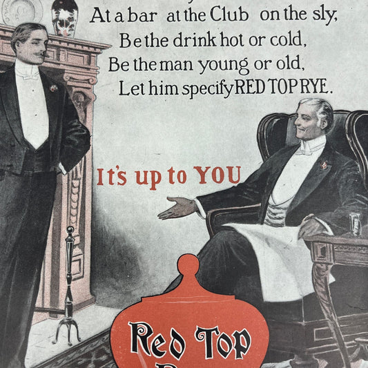 Red Top Rye Whiskey Ferdinand Westheimer & Sons c1910 Magazine Ad FL6-9
