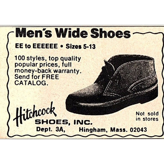 Hitchcock Shoes Inc Hingham MA 1977 Ad AF6-M3