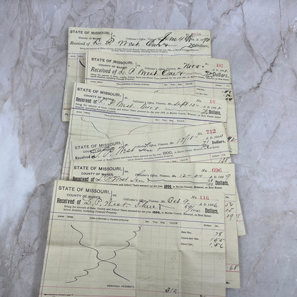 1890s State of MO County of Maries Tax Collection Receipts Lot Vienna TG9-E2-2