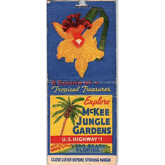 McKee Jungle Gardens Vero Beach FL Vintage Matchbook Cover SC7-Y4